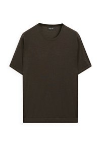 FINE SHORT SLEEVE WITH CREW NECK - Basic T-shirt - dark brown
