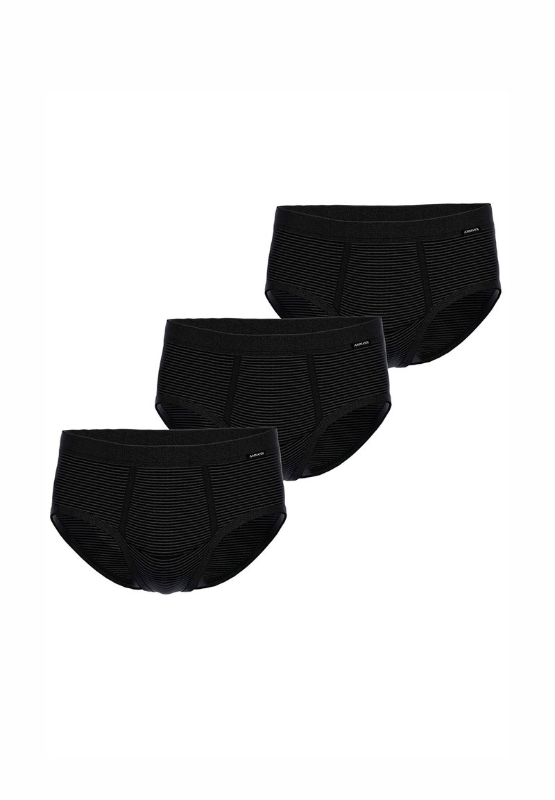 Schwarze Baumwollslips im Dreierpack, mit geripptem Muster, elastischem Bund und einem kleinen Logodetail auf der Vorderseite.