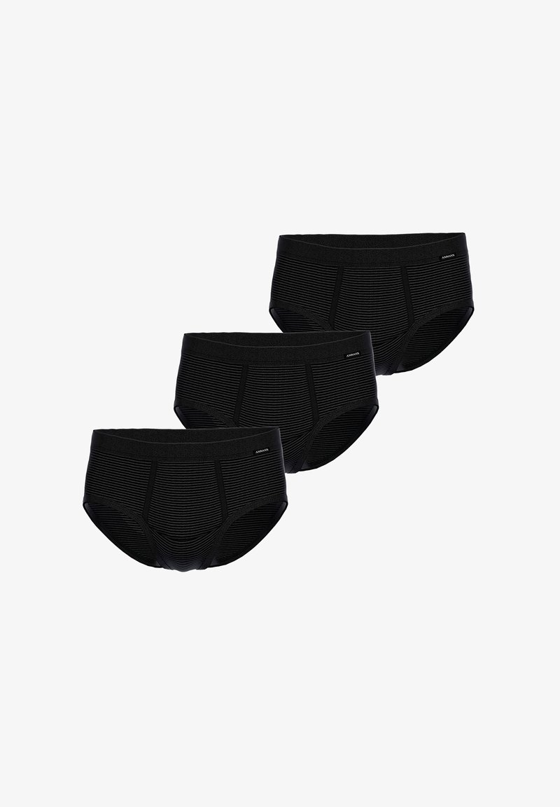 Schwarze Baumwollslips im Dreierpack, mit geripptem Muster, elastischem Bund und einem kleinen Logodetail auf der Vorderseite.
