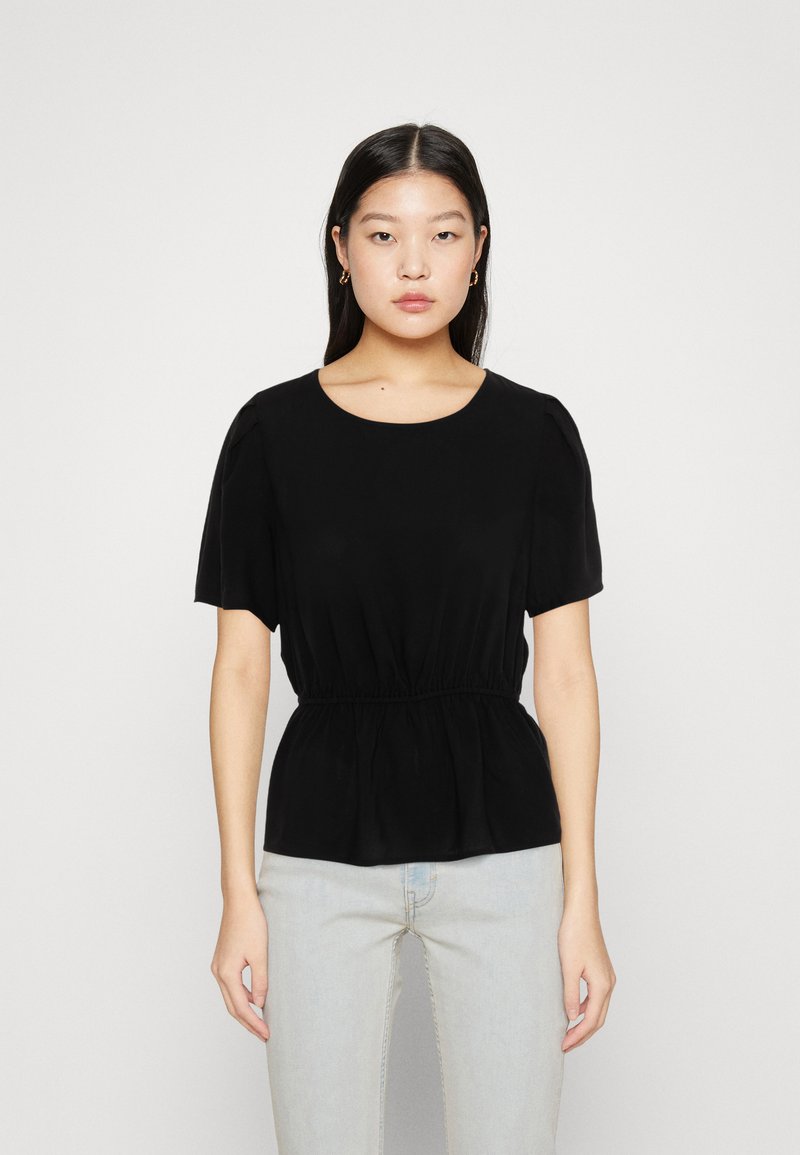 VILA VITRINE O-NECK PEPLUM - Μπλούζα - black