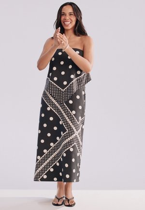 Next, REGULAR FIT - BANDEAU SCARF DETAIL MIDI DRESS . - Vestido informal - monochrome polka dot