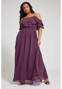 Yours Clothing FRILL COLD SHOULDER MAXI DRESS - Maxiklänning - purple