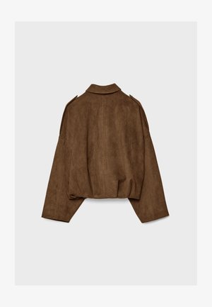 Stradivarius BALLOON - Faux leather jacket - dark brown