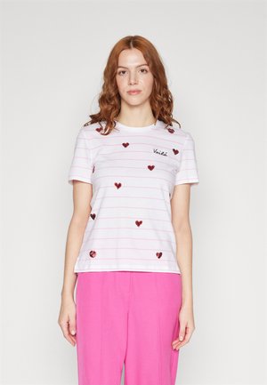 ONLKITA LIFE HEART TOP BOX - Apdrukāts T-krekls - bright white print/voila