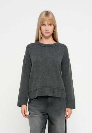 ONLHAZEL LIFE DETAIL O NECK - Striktrøje - medium grey