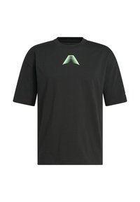 Czarna koszulka z krótkim rękawem, wykonana z bawełny, z logo w kształcie zielonego trójkąta świecącego w ciemności na klatce piersiowej. Luźny krój, okrągły dekolt.