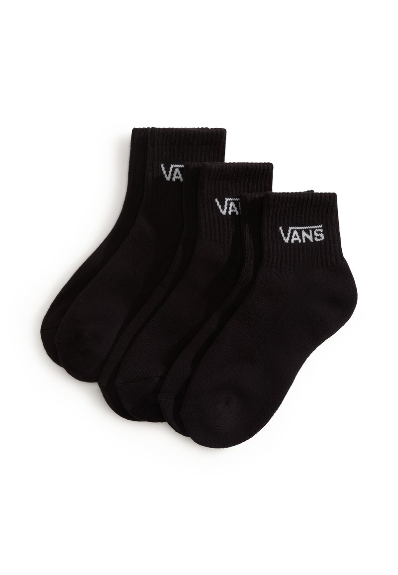 Sorte crew-sokker i sæt af fire med ribbede manchetter og hvidt "VANS" logo på hver. Blød stofstruktur, standard pasform.