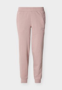 Ανοιχτό ροζ παντελόνια jogger Puma με ελαστική μέση, ρεβέρ στα μπατζάκια και κεντημένο λογότυπο στο δεξί μηρό.