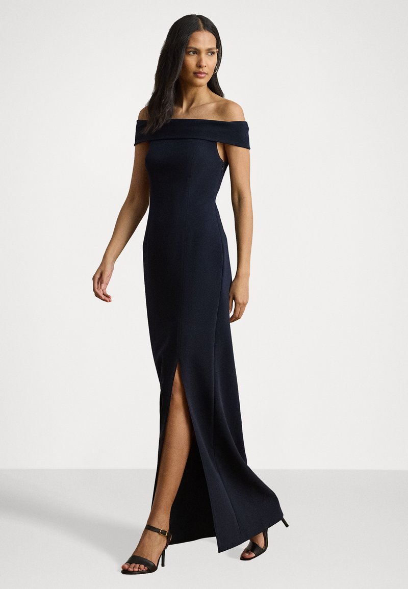 lighthouse evening dresses Ladivine CC2358 Long Feather Embellished Fitted Evening Gown Black/Nude / 6