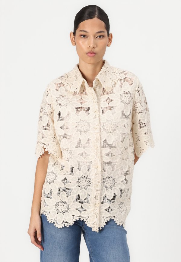 ARI GUIPURE SHIRT - Button-down blouse - sand4