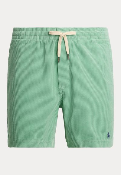 Πράσινα ριγέ μαγιό βερμούδα από υφασμάτινη υφή με κορδόνι στη μέση. Διαθέτει μικρό λογότυπο στη κάτω δεξιά πλευρά.
