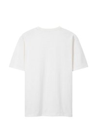 Witte katoenen t-shirt met korte mouwen, ronde hals en een relaxte pasvorm. Glad textuur, geen patronen of grafische afbeeldingen, gewone achterkant.