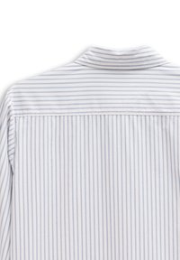 Light blue and white striped shirt viewed from the back, featuring a classic collar and a yoke design, set against a plain white background.