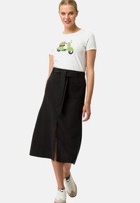 zero MIDI MIT SCHLITZ - A-linjainen hame - black beauty