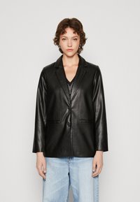 VILA VINILLE LOOSE - Dirbtinės odos striukė - black