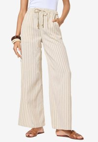 WIDE LEG ELASTICATED - Hlače - cream