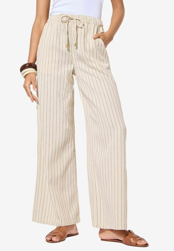 WIDE LEG ELASTICATED - Stoffhose - cream