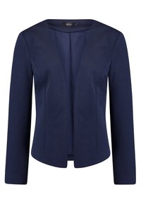 Knavynsininen, napitsematon, pitkähihainen bleiseri, joka on muotoiltu istuvaksi. Sen kankaassa on tekstuuria ja kauluksessa on siisti, terävä muotoilu.