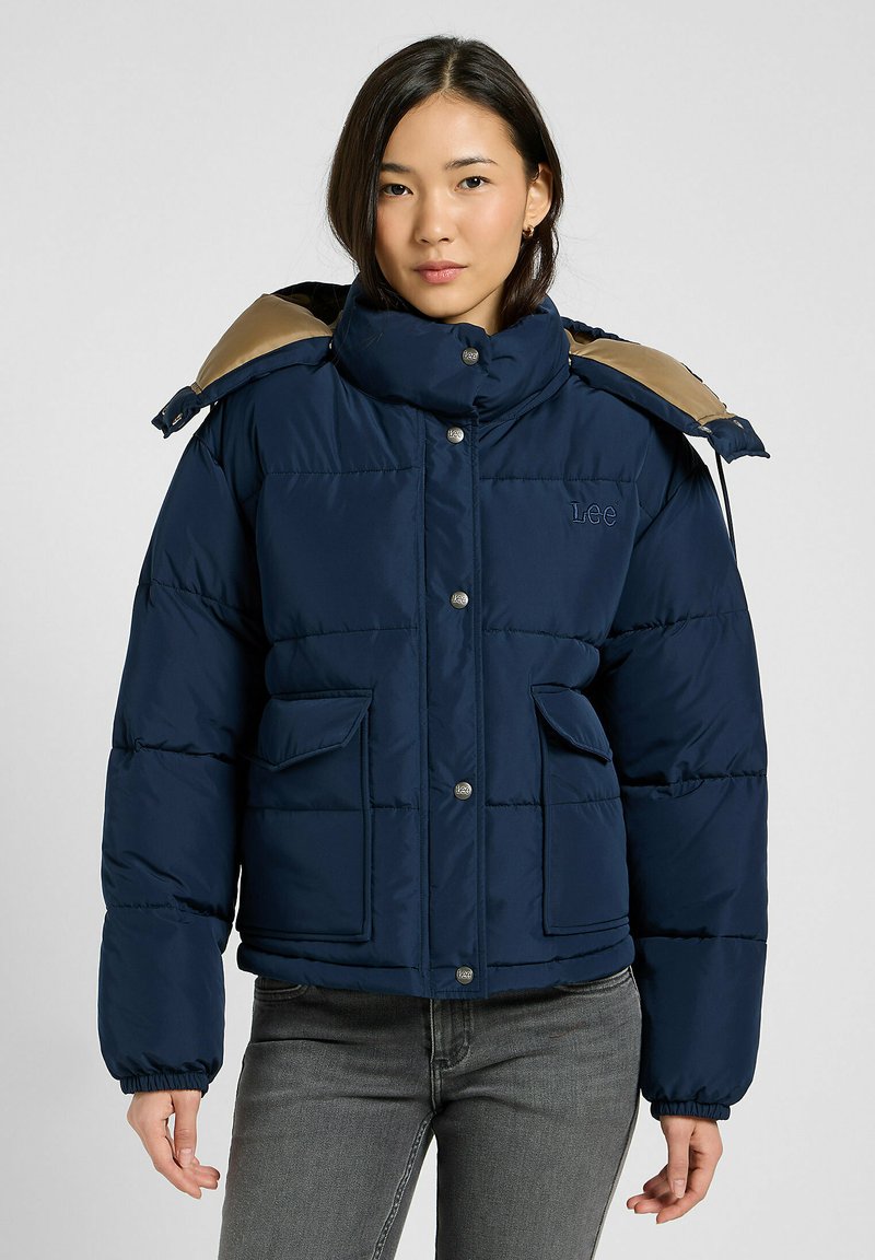 Lee LINED SHORT PUFFER WITH HOOD RELAXED FIT - Winterjas - rivet navy
