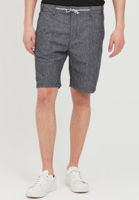 INDICODE JEANS IDGALGO LINEN MIX - Kratke hlače - black