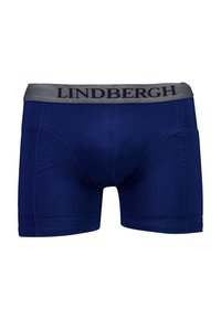 Boxer shorts de color azul marino con una cinturilla elástica gris que presenta el texto "LINDBERGH". Tejido suave y diseño ajustado.