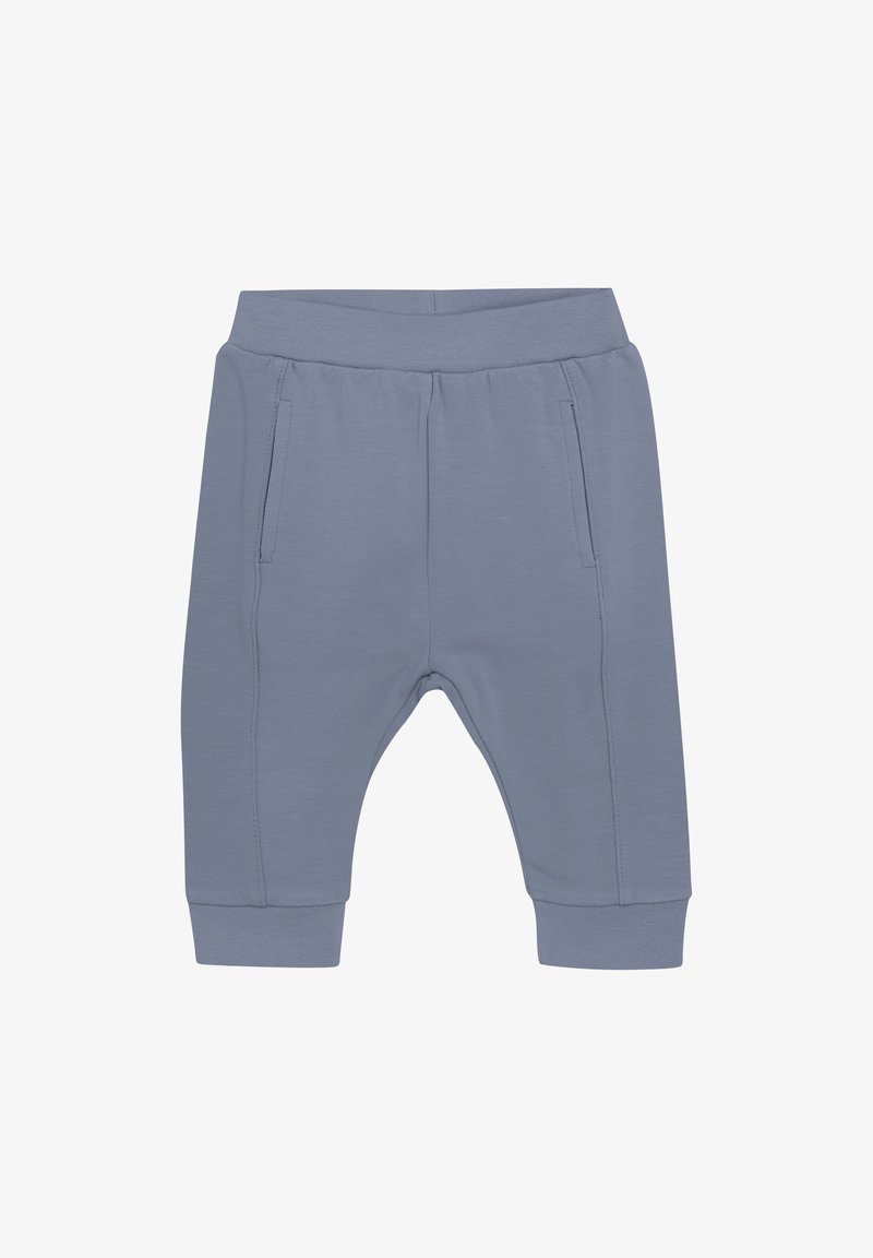 Helle blaue Jogginghose aus Jersey mit einem elastischen Bund, seitlichen Taschen und Bündchen an den Knöcheln. Weiche Textur und lässiger Schnitt.