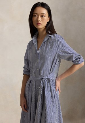 Polo Ralph Lauren, STRIPED COTTON TIE-WAIST SHIRTDRESS - Риза рокля - white/ fall royal