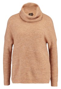 Trui van zachte, gestructureerde, lichtbeige stof. Heeft een brede col en licht verlaagde schouders. Lange mouwen, ontspannen pasvorm.