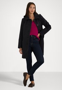 Lauren Ralph Lauren FAUX-LEATHER-TRIM HOODED COAT - Parkas - dark navy