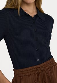 Lauren Ralph Lauren RIB KNIT ELBOW SLEEVE POLO CARDIGAN - Kofta - navy