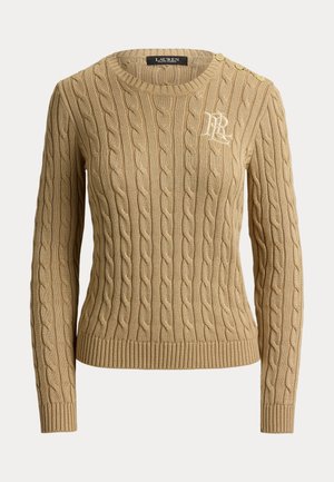 Lauren Ralph Lauren, BUTTON TRIM CABLE KNIT SWEATER - Strickpullover - birch tan