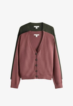 THE SET, REGULAR FIT - 2 PACK SOFT KNIT V-NECK CARDIGANS - Cardigan - khaki green clay red