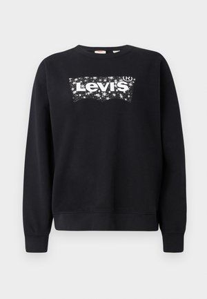 Sort sweatshirt lavet af bomuld, med et hvidt "Levi's" logo inden for et stjerneformet design. Rund hals og ribbede manchetter og kant.