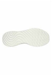 Suola delle scarpe in gomma bianca caratterizzata da una texture ondulata e scanalature orizzontali per una presa migliore. Finitura liscia con un design della punta arrotondata.