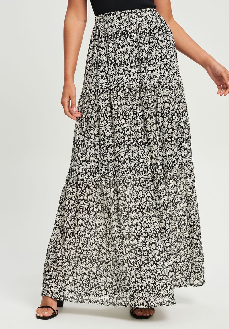 TUSSAH MILLY - Maxirok - black and white plisse/zwart - Zalando.be