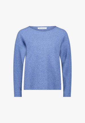 Jasnoniebieski sweter, miękka faktura, długie rękawy, okrągły dekolt, gładki splot, minimalistyczny design, brak widocznych wzorów, metka przy dekolcie.