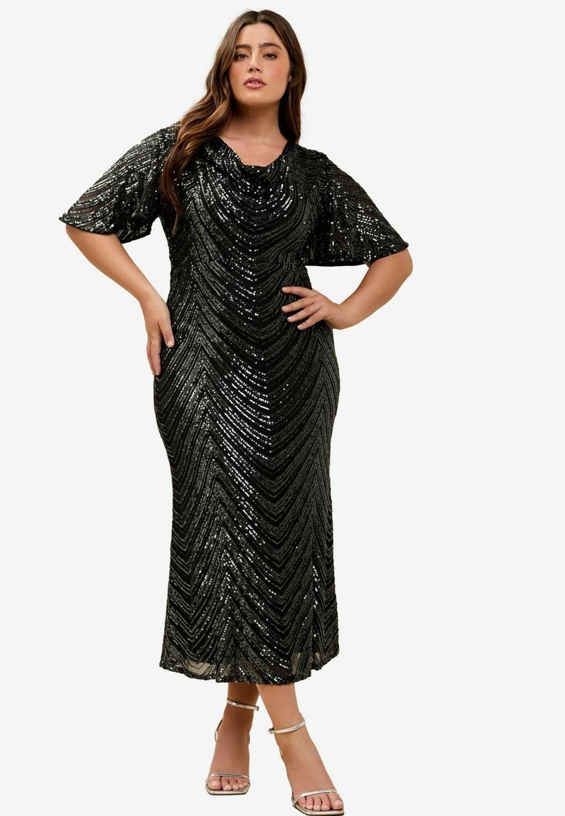 Lipsy PLUS SIZE  SEQUIN FLORAL COWL  - Proginė apranga - black