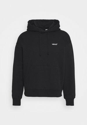 Sudadera negra hecha de una suave mezcla de algodón, con un bolsillo frontal, capucha con cordón y el logotipo blanco de Levi's en el pecho.