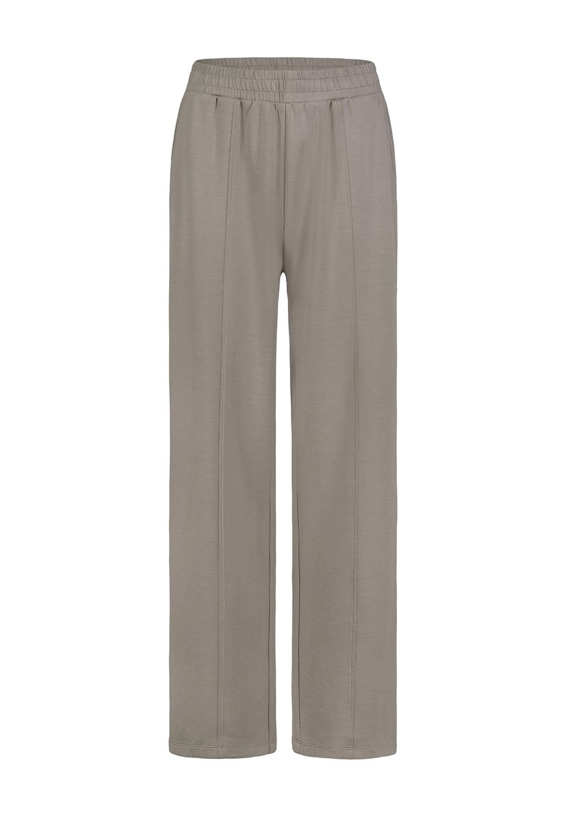 Helle graue, weite Hosen aus weichem Stoff. Mit einem elastischen Bund und Seitennahtdetails für eine entspannte Passform.