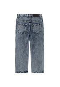 Jeans i denim med en blekt blå tvätt, rak benklippning, med två bakfickor och en svart midjebandsetikett.