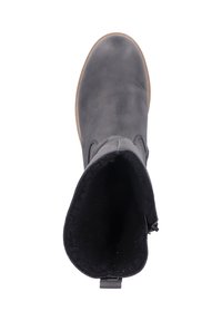 Bottines en cuir noir avec une finition lisse, bout arrondi et intérieur doux en noir. Dotées d'un zip latéral pour un enfilage facile.
