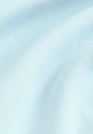 Light blue cotton fabric with a slightly textured, ribbed finish, exhibiting a smooth and soft appearance, ideal for clothing applications.