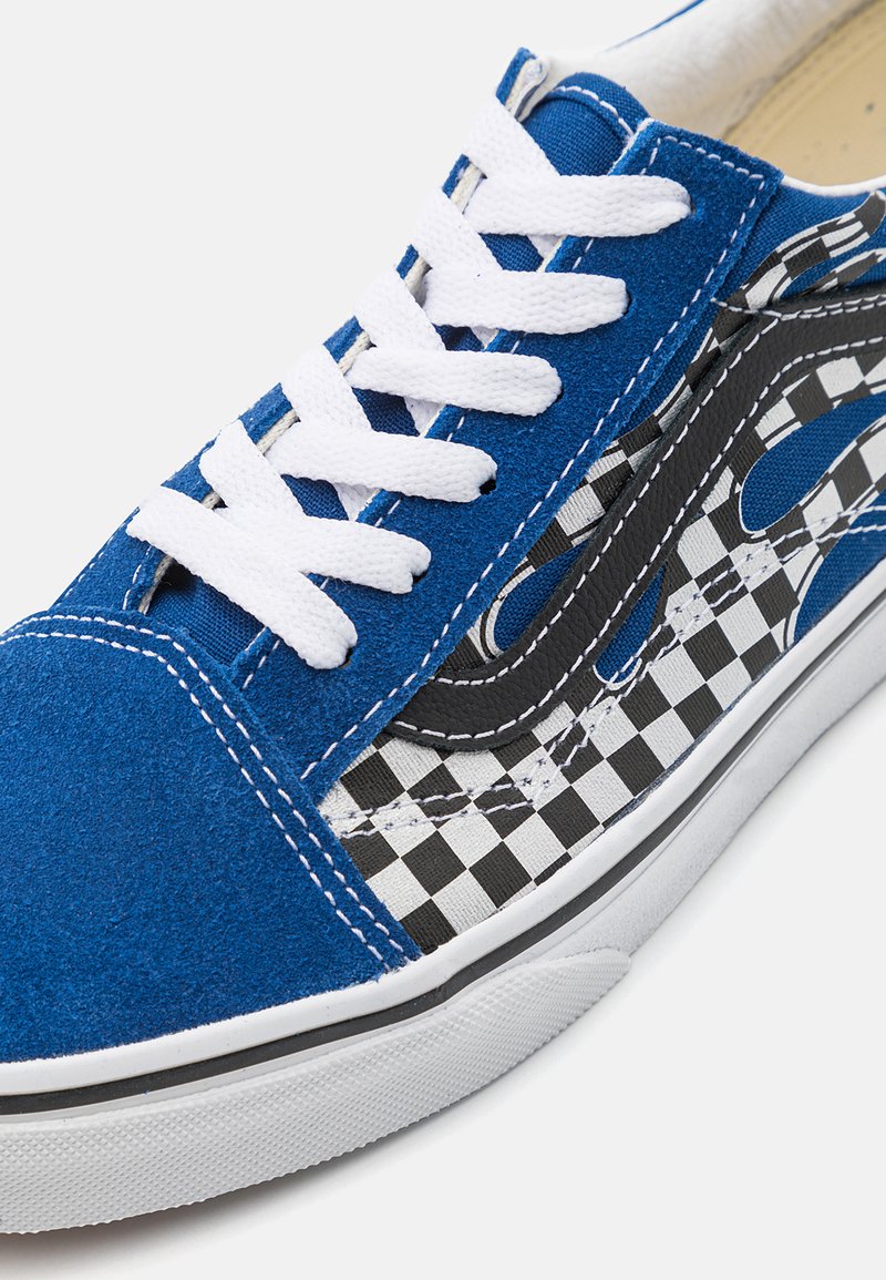vans old skool checkerboard blue flame