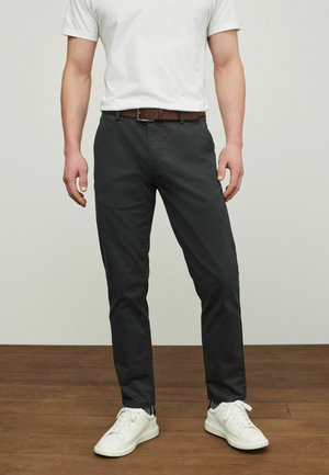 BELTED SLIM FIT - Chinos - charcoal grey