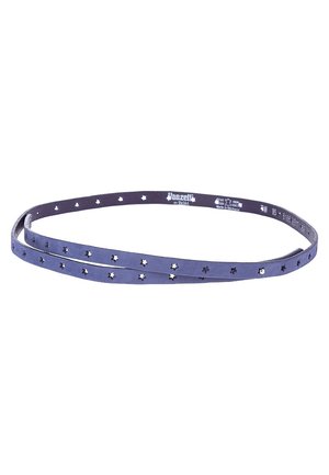 Deux fines bandes abrasives violettes avec des trous en forme d’étoile, disposées en boucles superposées sur un fond blanc uni.