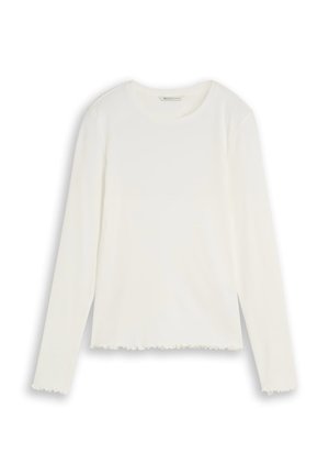 TOM TAILOR DENIM, TOM TAILOR DENIM T-SHIRT SLIM FIT LANGARMSHIRT MIT GEWELLTEN SAUMKANTEN - Long sleeved top - off white