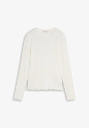 TOM TAILOR DENIM, TOM TAILOR DENIM T-SHIRT SLIM FIT LANGARMSHIRT MIT GEWELLTEN SAUMKANTEN - Long sleeved top - off white