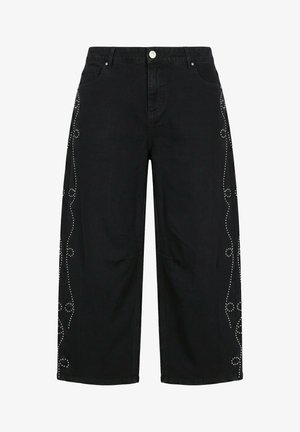 Studio Untold, BARRELJEANS, BALLON LEGS, ZIERNIETEN-MUSTER - Wide Leg - black
