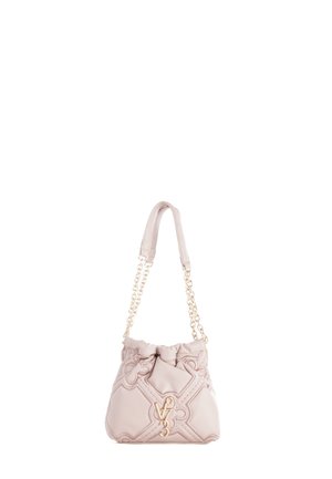 Borsa trapuntata rosa chiaro con tracolla a catena dorata e logo V73 dorato sul davanti, bordo superiore morbido arricciato, fondo strutturato.
