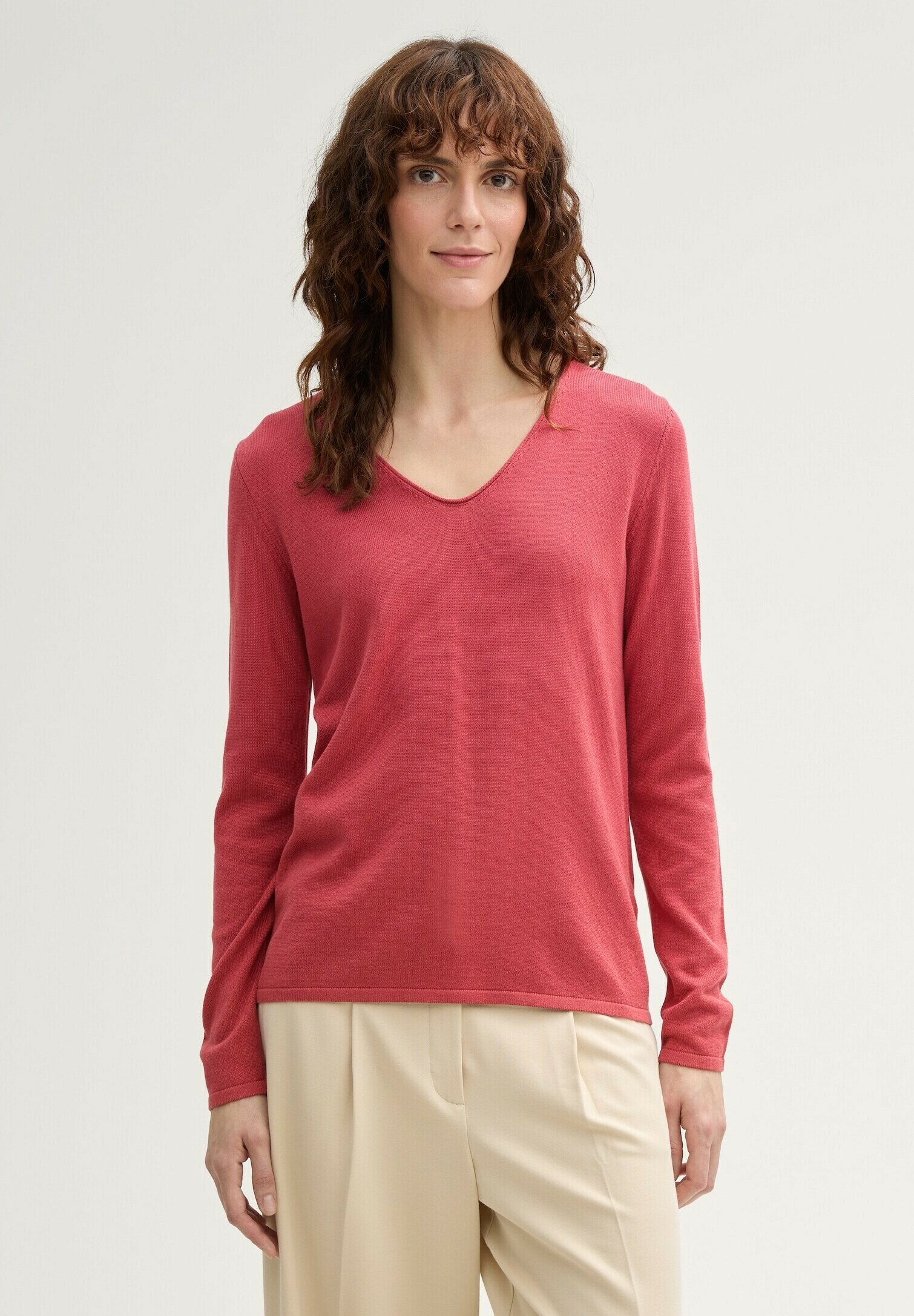 TOM TAILOR Maglione Basic con Scollo Rotondo, 24560-Blush Rose Melange, XS Donna